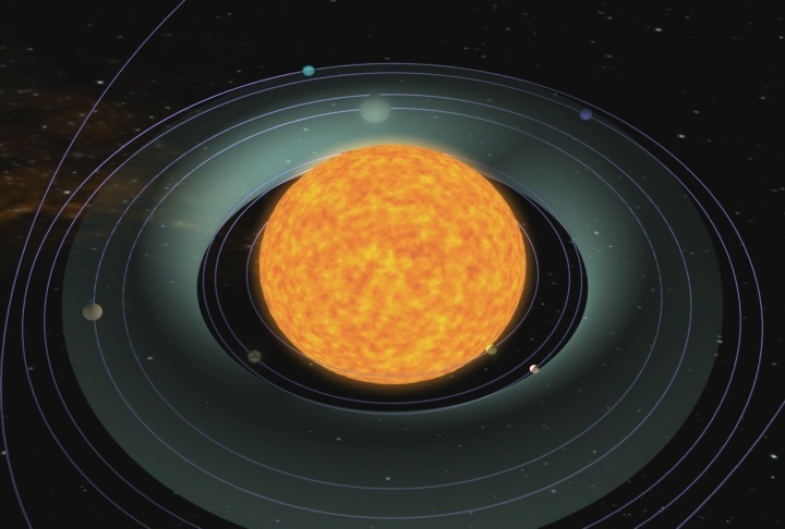 2.6 Zona de Habitabilidad 39 variar a medida que la estrella evolucione. Por ejemplo, en el caso del Sol actualmente se encuentra entre 0,95-1,15 UA (panel superior Figura 2.