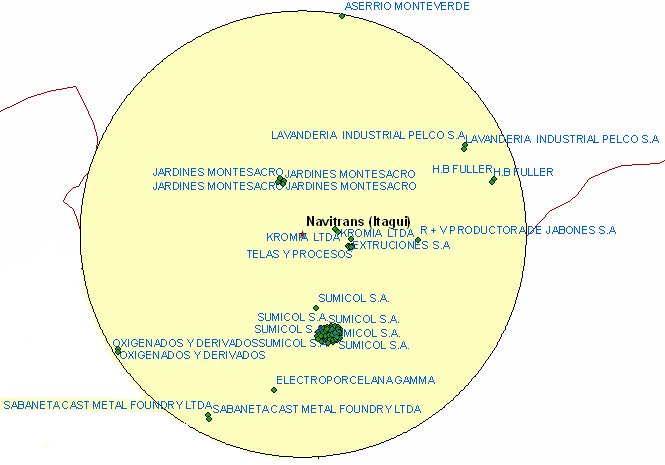 La FIGURA 4.16 muestra el área de influencia de la estación Navitrans.