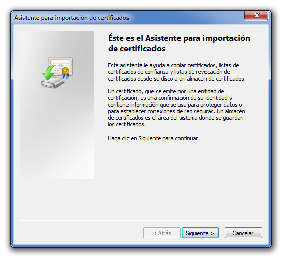 Instalación de certificado en archivo (PKCS#12) en Windows 1.
