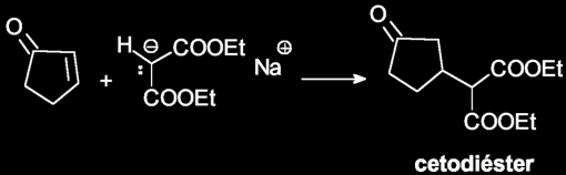 eacción de Michael. Mecanismo. 1º. Formación del malonato de dietilo (Donador). El malonato de dietilo se convierte en su base conjugada por reacción con NaEt en EtH. 2º.