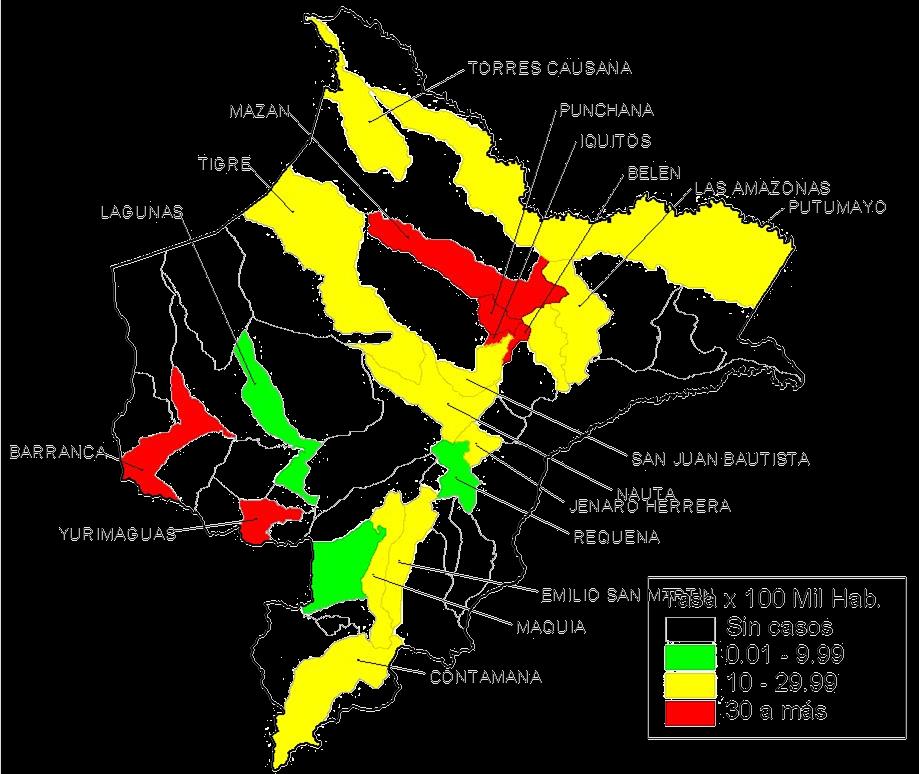 Distritos: Alto Amazonas Punchana San Juan Belén % de viviendas con acceso de agua potable por departamento** Fuente: DIGESA/DIRESA Loreto-2015* -