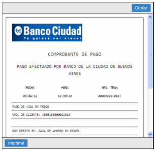 PAGO DE IMPUESTOS Y SERVICIOS ENVIAR PAGOS 373921 Capital Federal- GCBA ABL 448,43 La opción del icono PAGO, permite generar el comprobante de Pago.