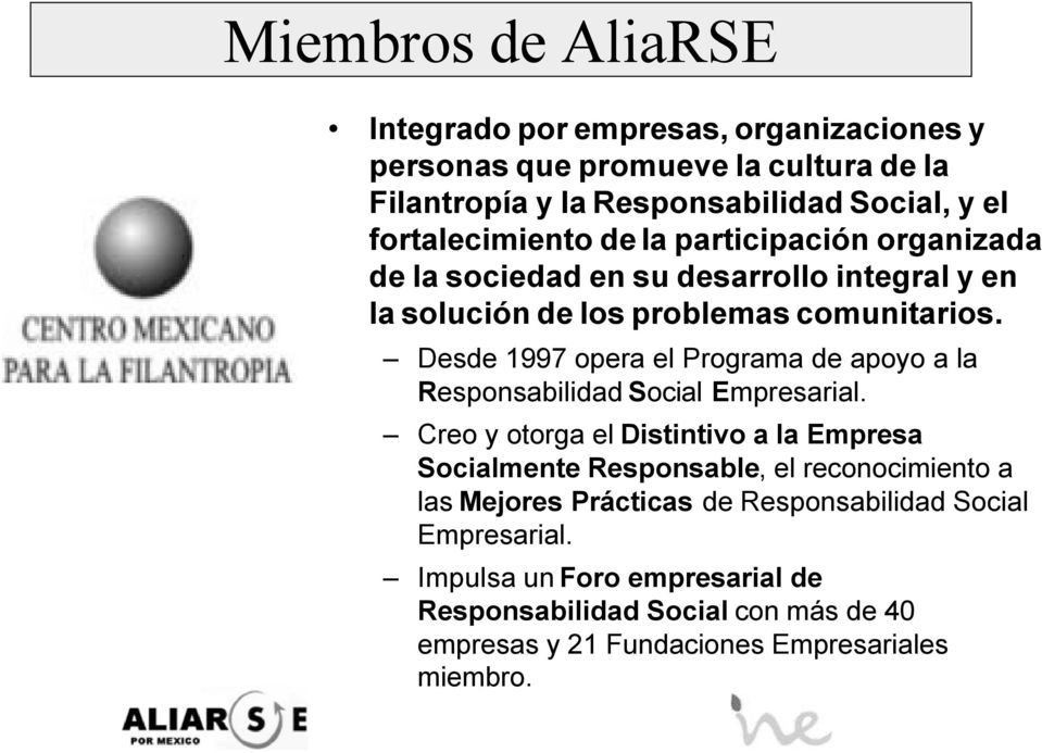 Desde 1997 opera el Programa de apoyo a la Responsabilidad Social Empresarial.