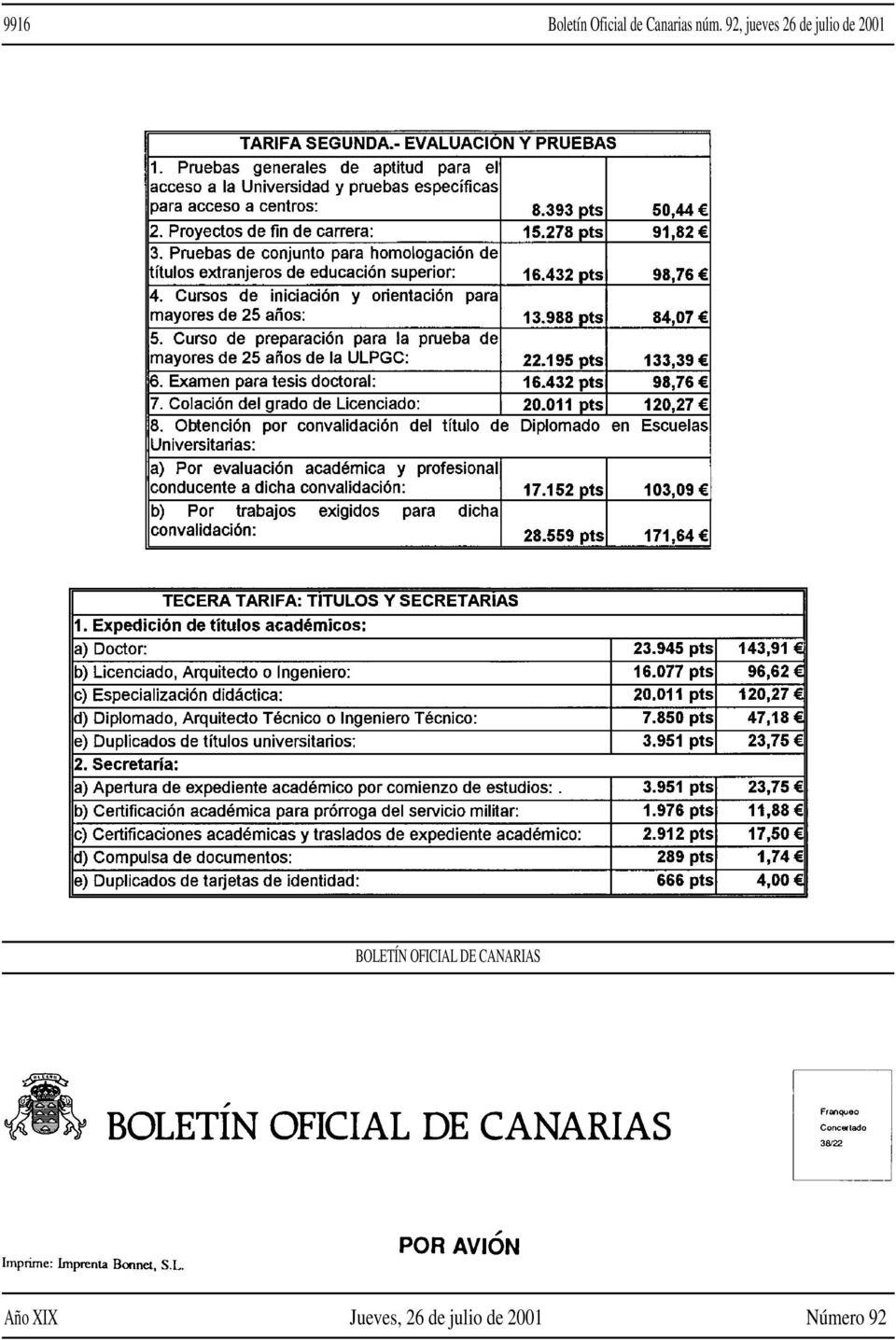 BOLETÍN OFICIAL DE CANARIAS Año XIX