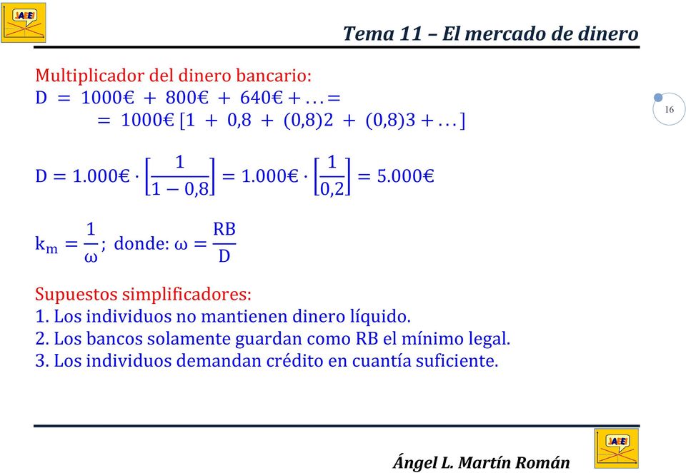 000 k 1 ω ; donde: ω RB D Supuestos simplificadores: 1.