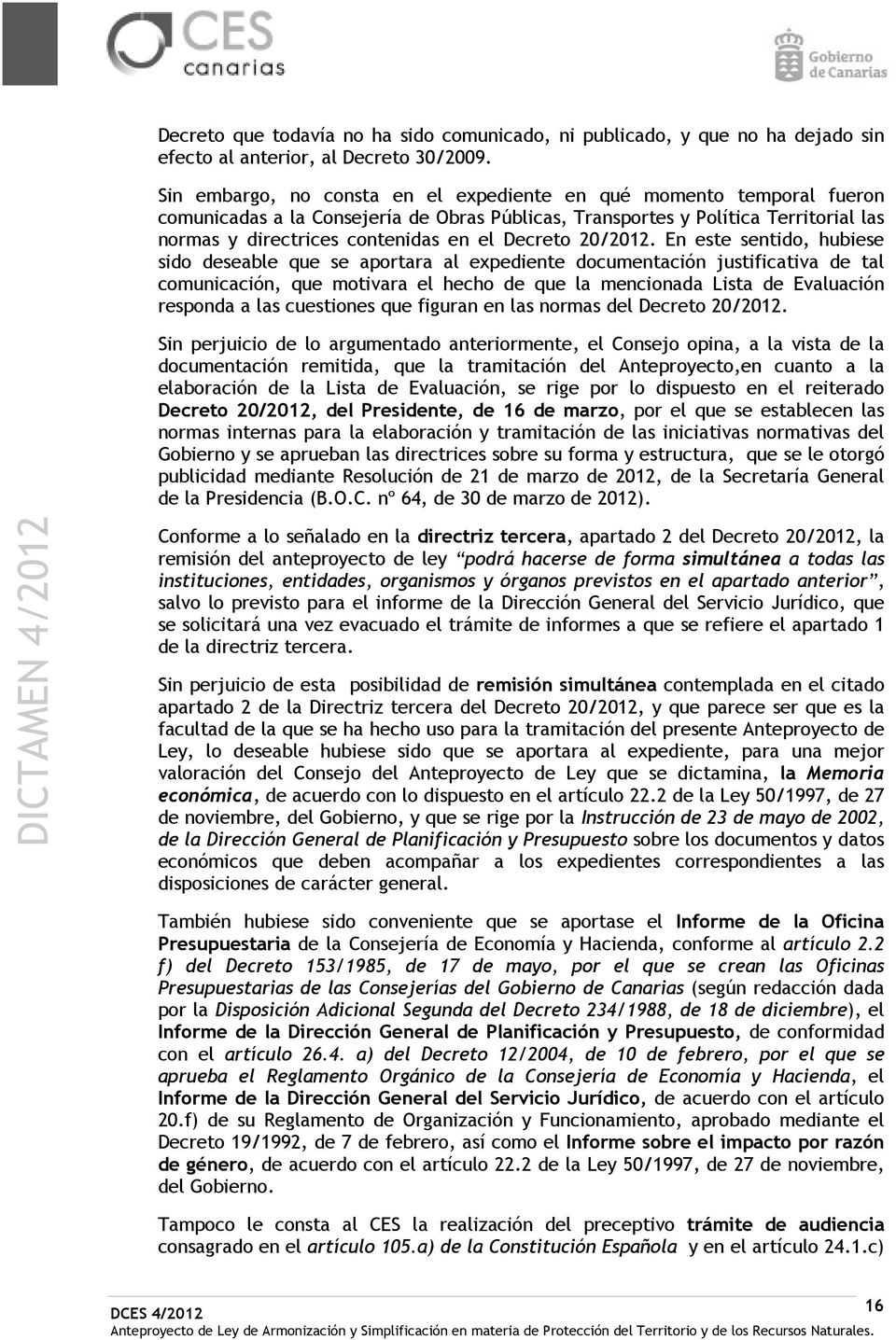 Decreto 20/2012.