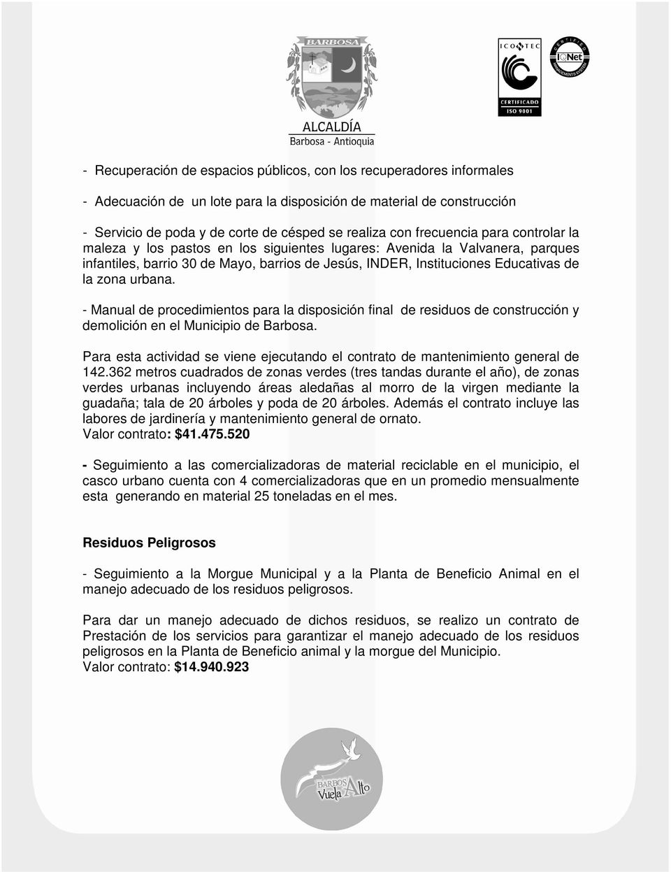 urbana. - Manual de procedimientos para la disposición final de residuos de construcción y demolición en el Municipio de Barbosa.