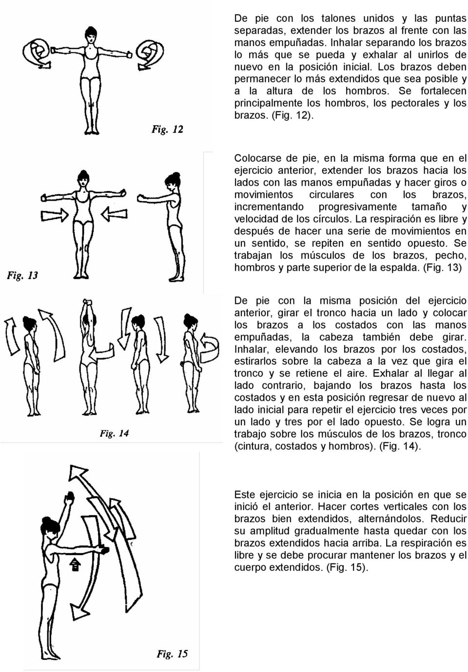 Se fortalecen principalmente los hombros, los pectorales y los brazos. (Fig. 12).