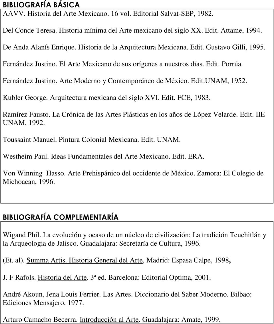 Edit.UNAM, 1952. Kubler George. Arquitectura mexicana del siglo XVI. Edit. FCE, 1983. Ramírez Fausto. La Crónica de las Artes Plásticas en los años de López Velarde. Edit. IIE UNAM, 1992.