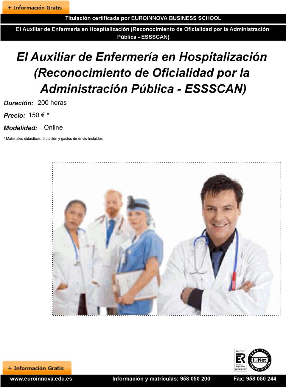 Enfermería en Hospitalización (Reconocimiento de Oficialidad por la Administración