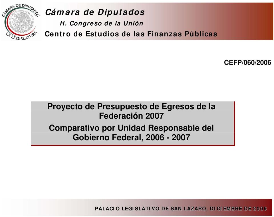 Públicas CEFP/060/ Proyecto de Presupuesto de Egresos de la