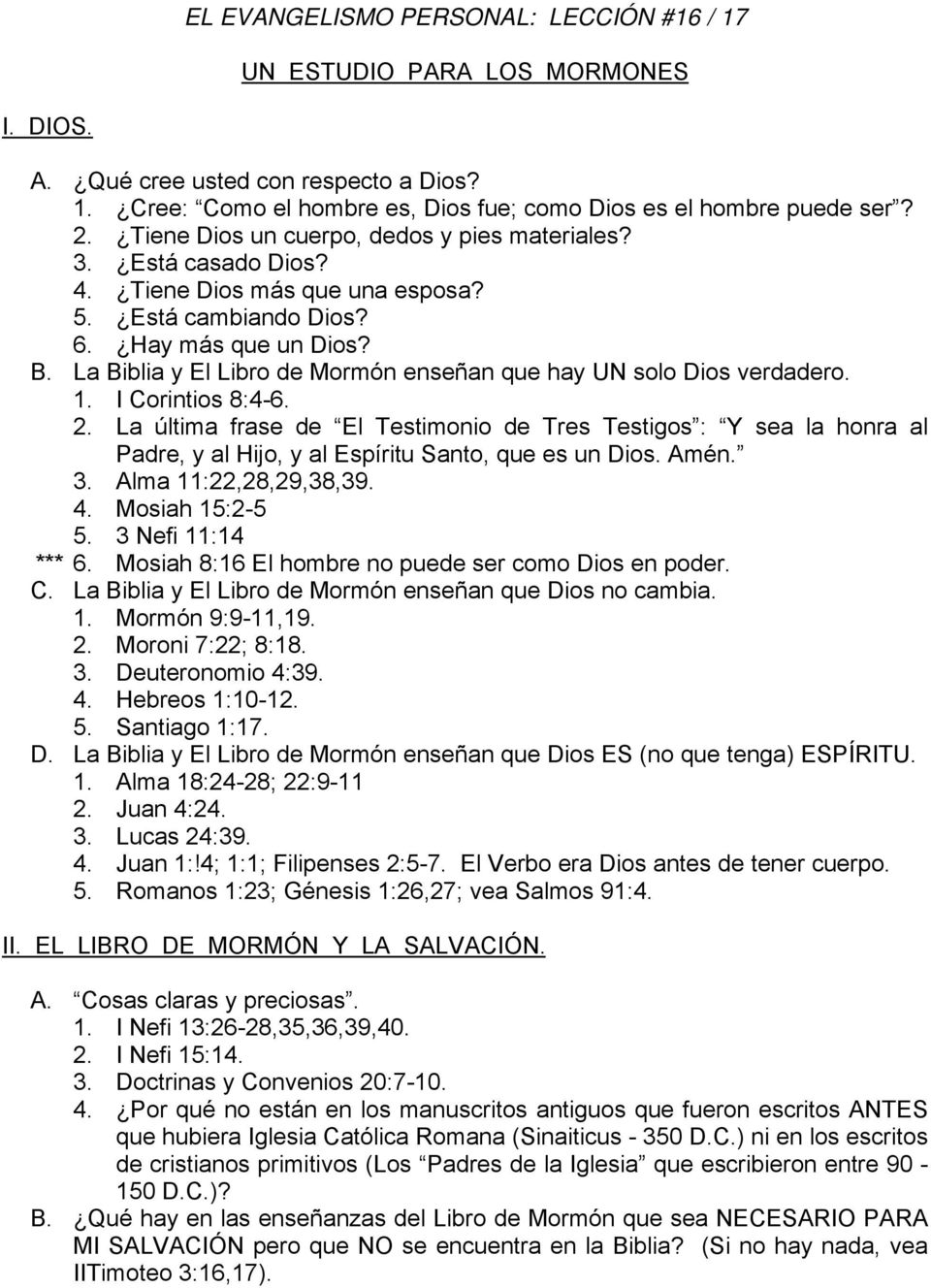 EL EVANGELISMO PERSONAL: LECCIÓN #16 / 17 UN ESTUDIO PARA LOS MORMONES -  PDF Free Download