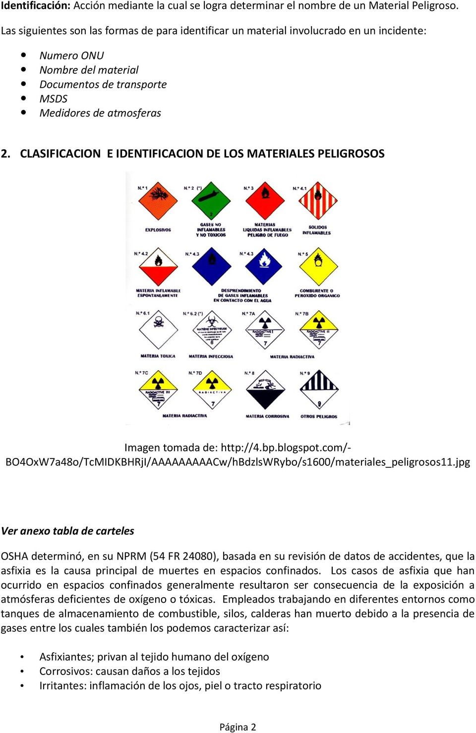 CLASIFICACION E IDENTIFICACION DE LOS MATERIALES PELIGROSOS Imagen tomada de: http://4.bp.blogspot.com/- BO4OxW7a48o/TcMIDKBHRjI/AAAAAAAAACw/hBdzlsWRybo/s1600/materiales_peligrosos11.