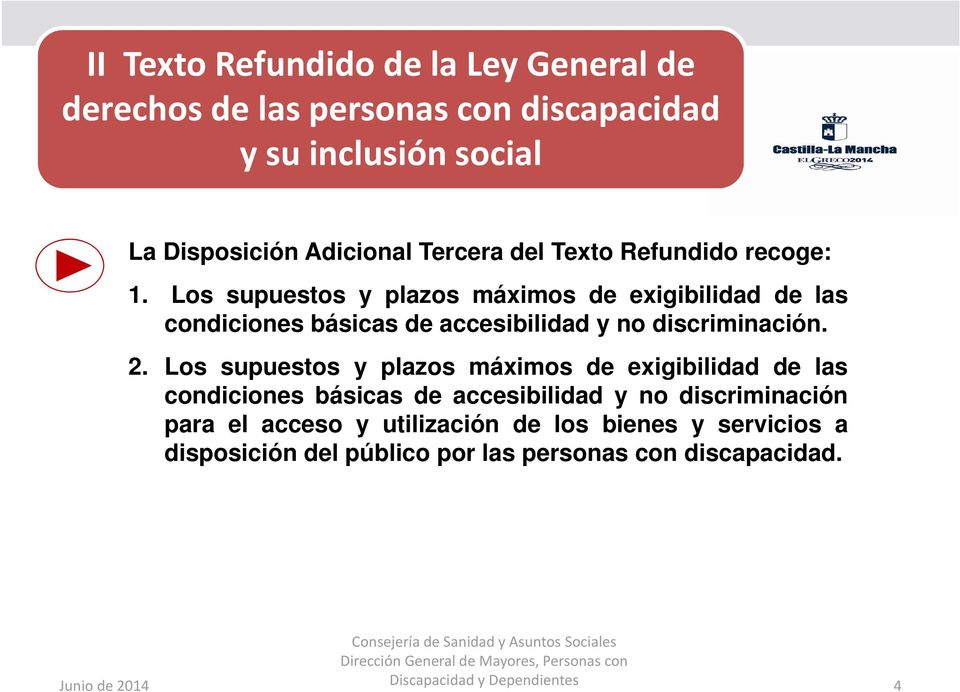Los supuestos y plazos máximos de exigibilidad de las condiciones básicas de accesibilidad y no discriminación. 2.