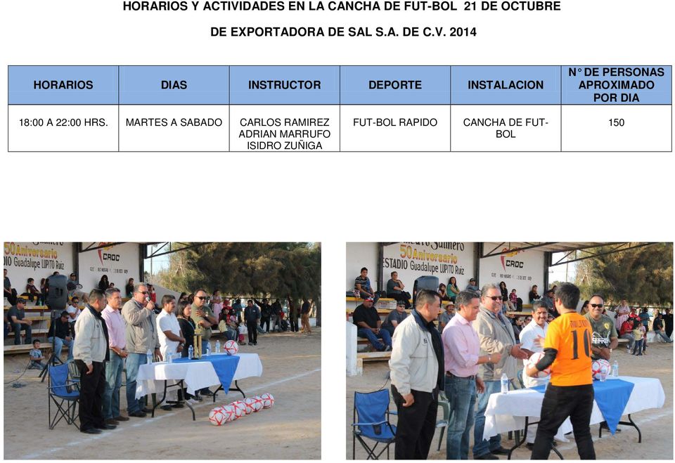 2014 HORARIOS DIAS INSTRUCTOR DEPORTE INSTALACION N DE PERSONAS
