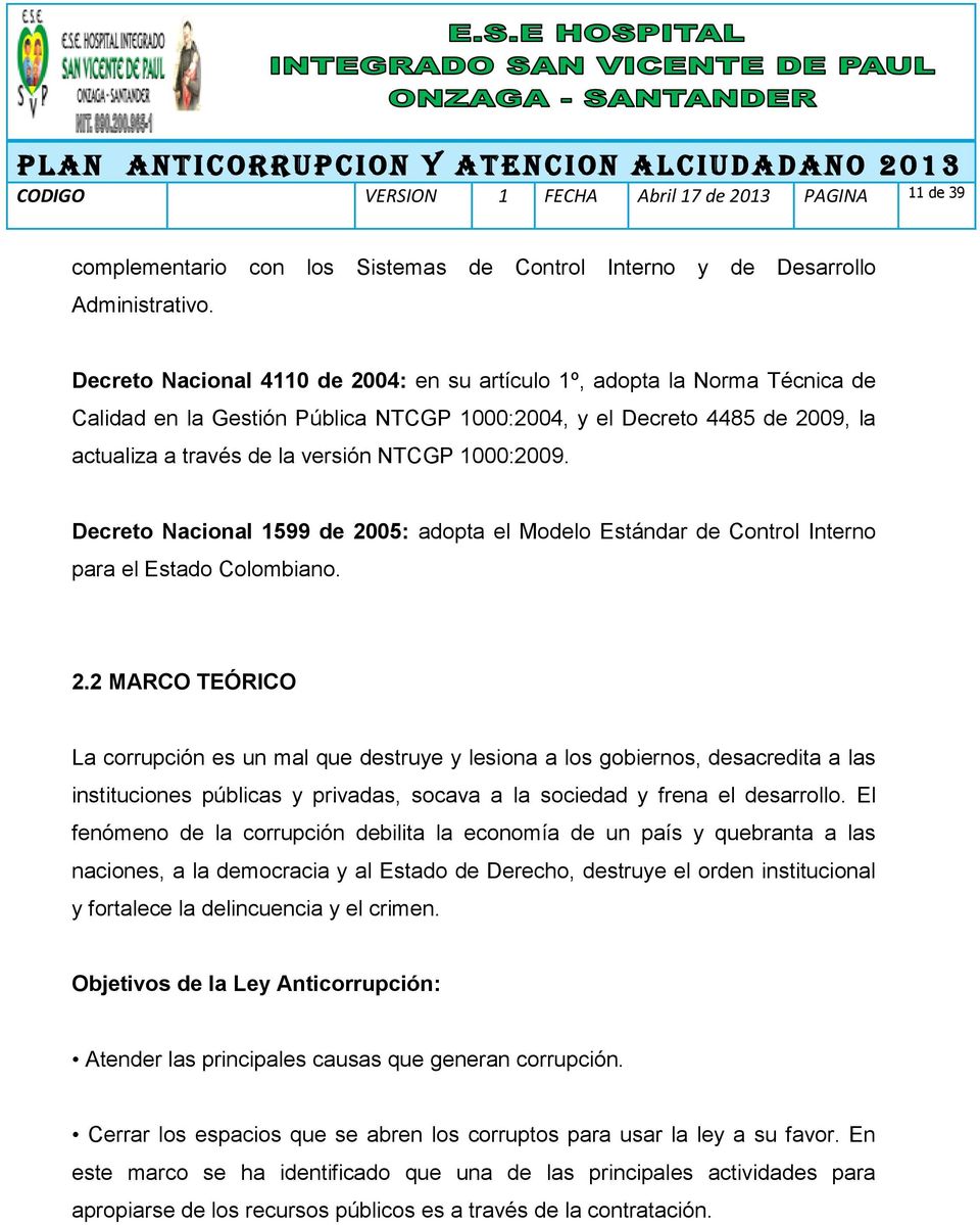 1000:2009. Decreto Nacional 1599 de 20
