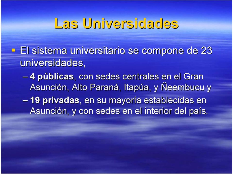 Asunción, Alto Paraná, Itapúa,, y Ñeembucu y 19 privadas,, en