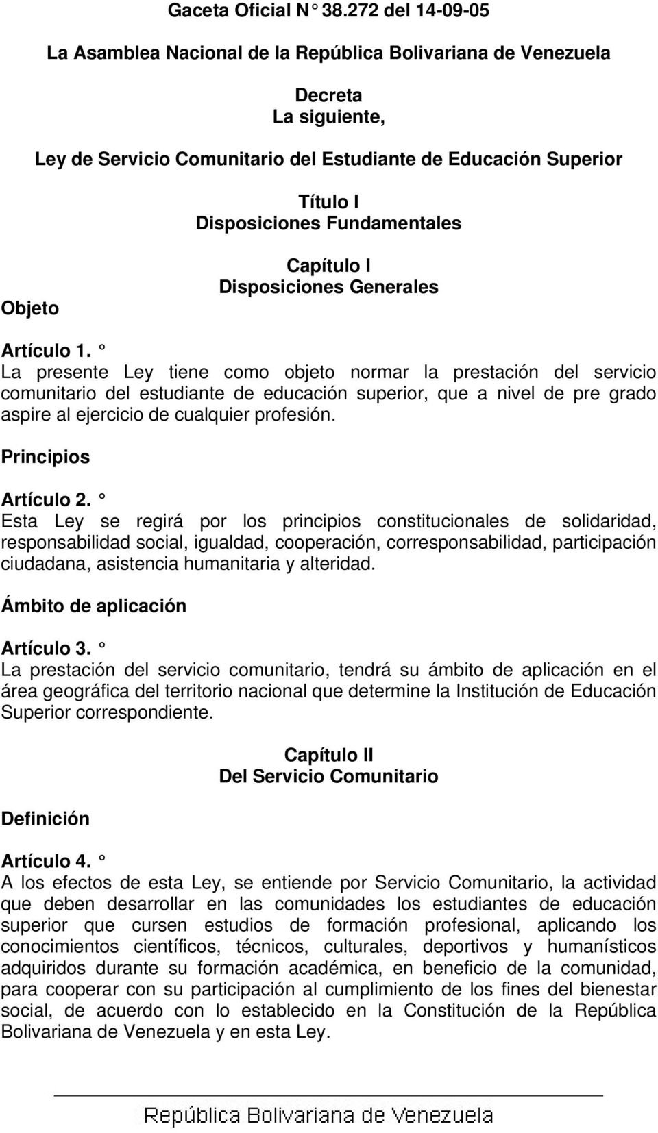 Fundamentales Objeto Capítulo I Disposiciones Generales Artículo 1.