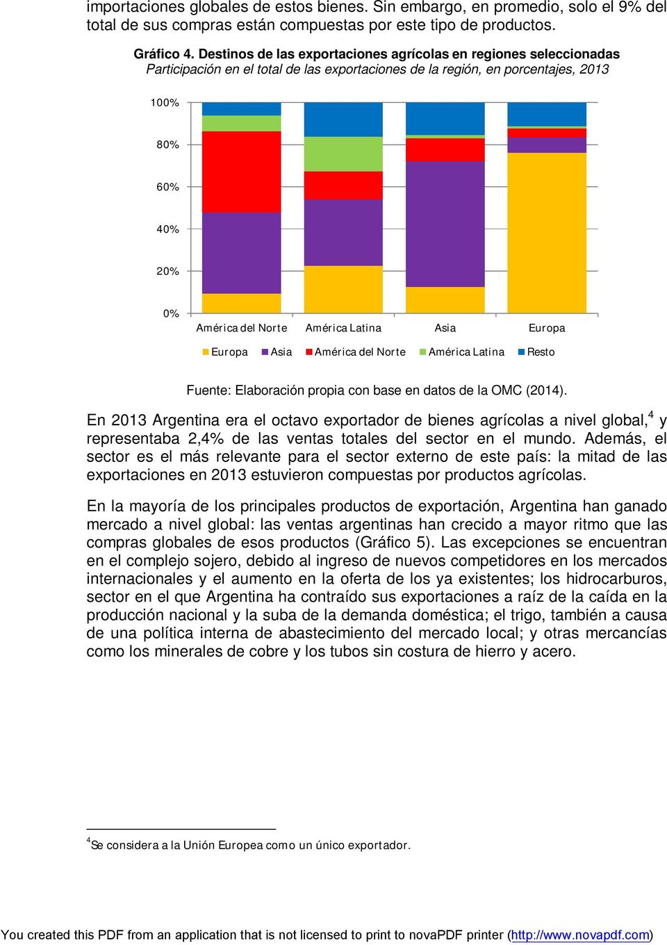 Latina Asia Europa Europa Asia América del Norte América Latina Resto Fuente: Elaboración propia con base en datos de la OMC (2014).