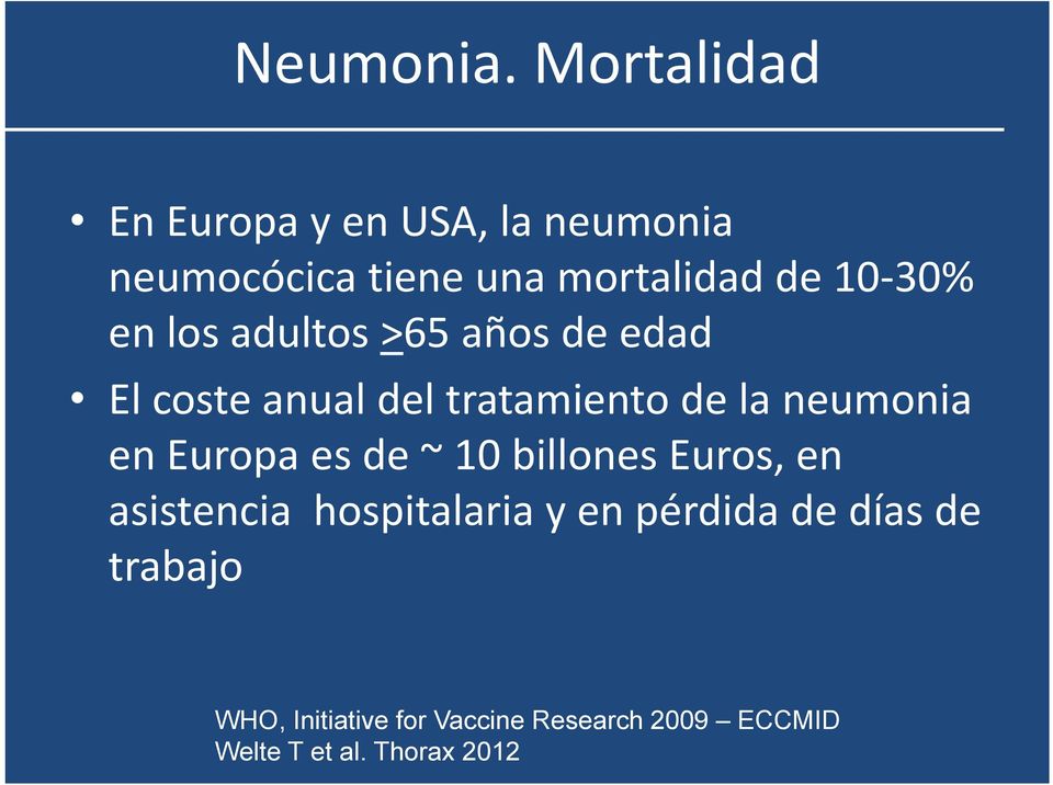 en los adultos >65 años de edad El coste anual del tratamiento de la neumonia en