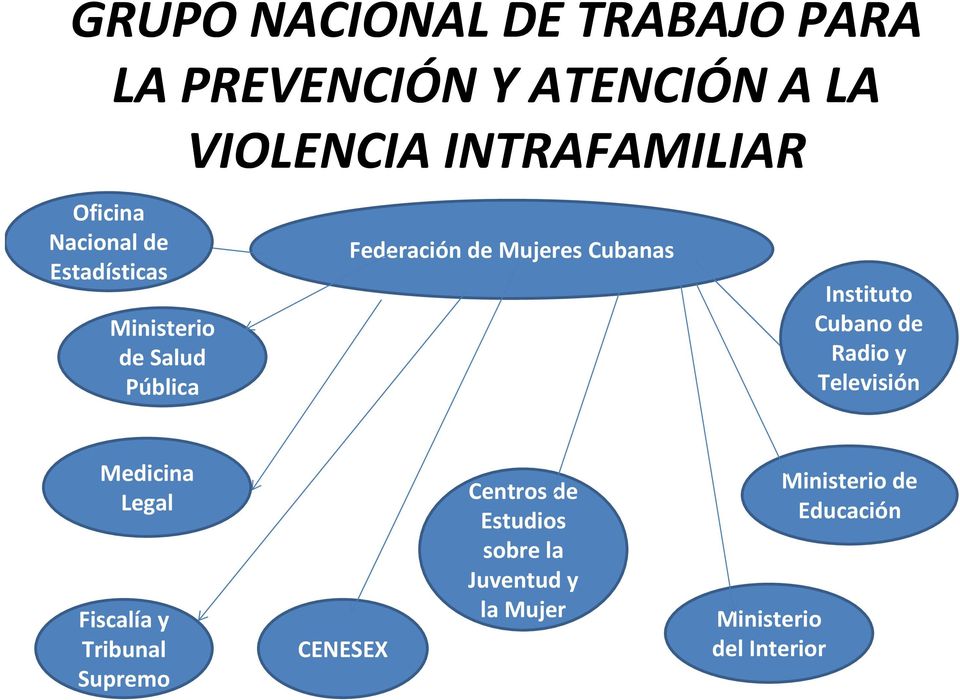 Instituto Cubano de Radio y Televisión Medicina Legal Fiscalía y Tribunal Supremo CENESEX