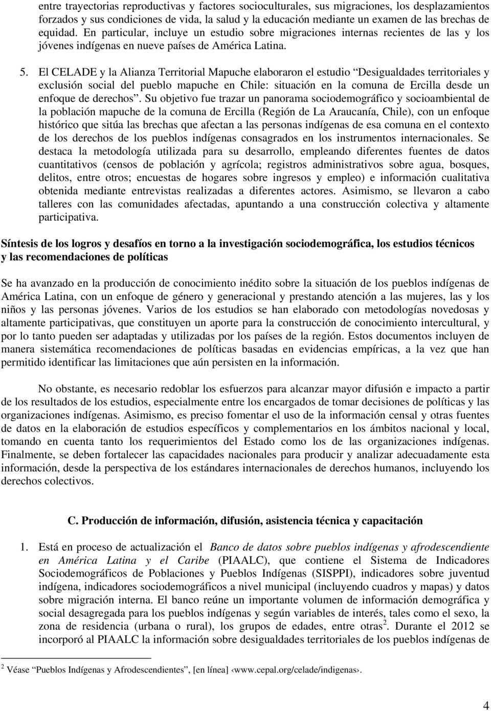 El CELADE y la Alianza Territorial Mapuche elaboraron el estudio Desigualdades territoriales y exclusión social del pueblo mapuche en Chile: situación en la comuna de Ercilla desde un enfoque de