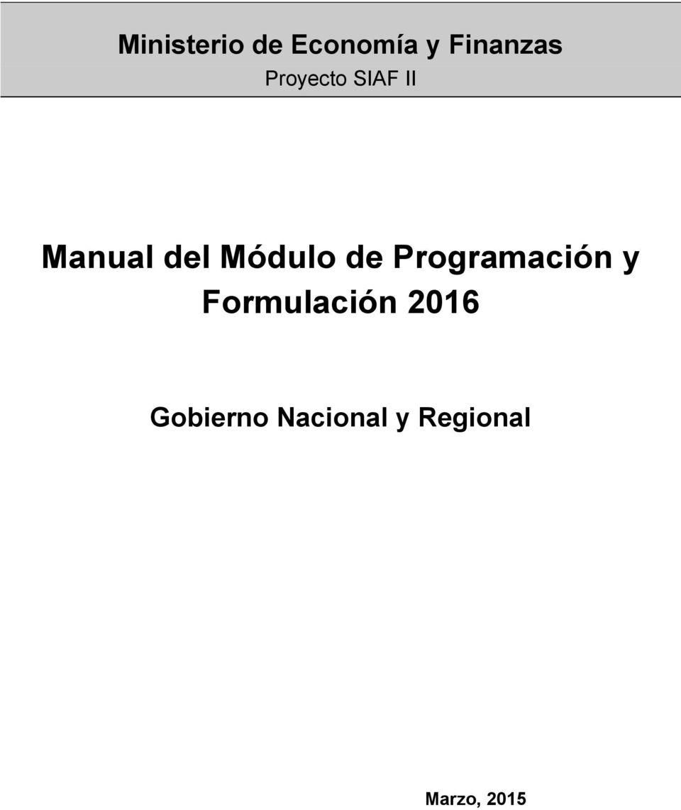 Programación y Formulación 2016
