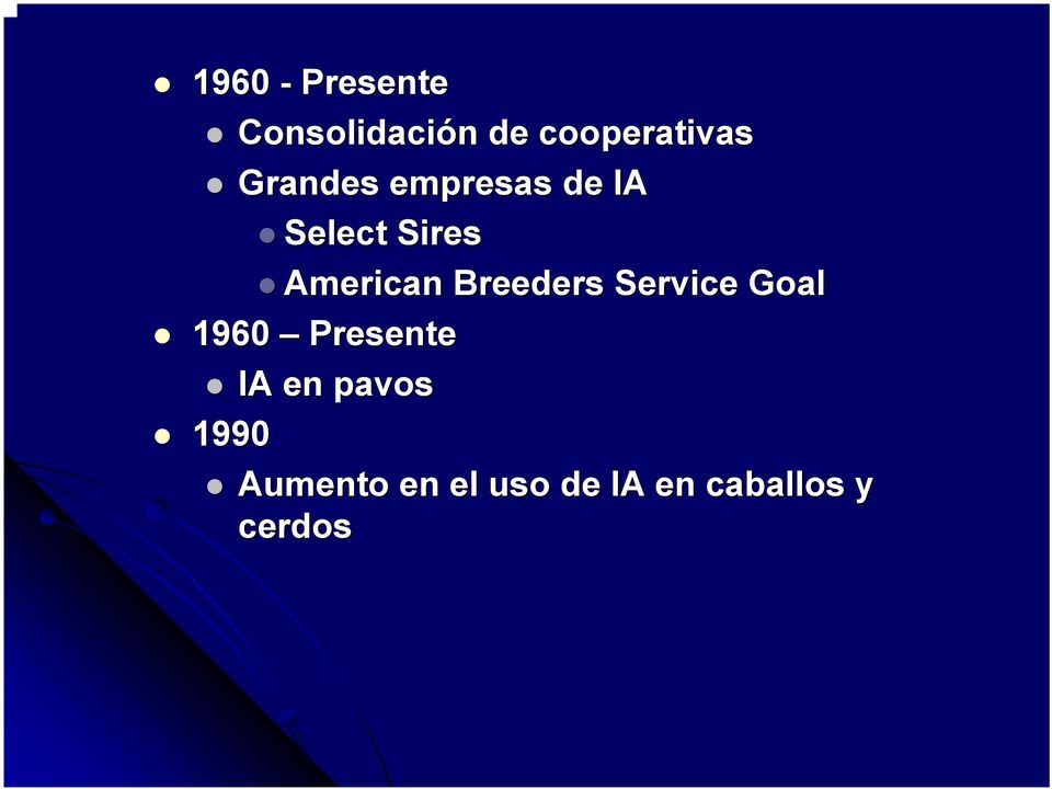 Breeders Service Goal 1960 Presente IA en