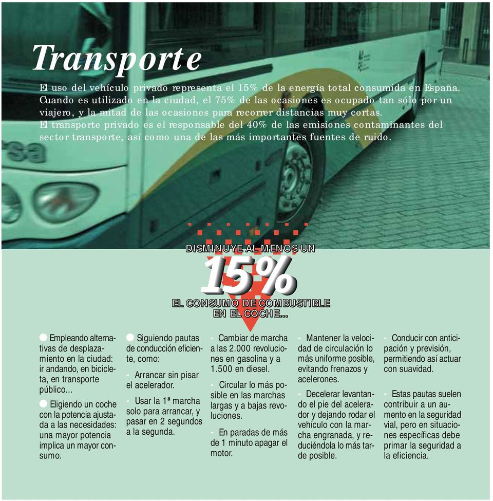 El transporte privado es el responsable del 40% de las emisiones contaminantes del sector transporte, así como una de las más importantes fuentes de ruido.