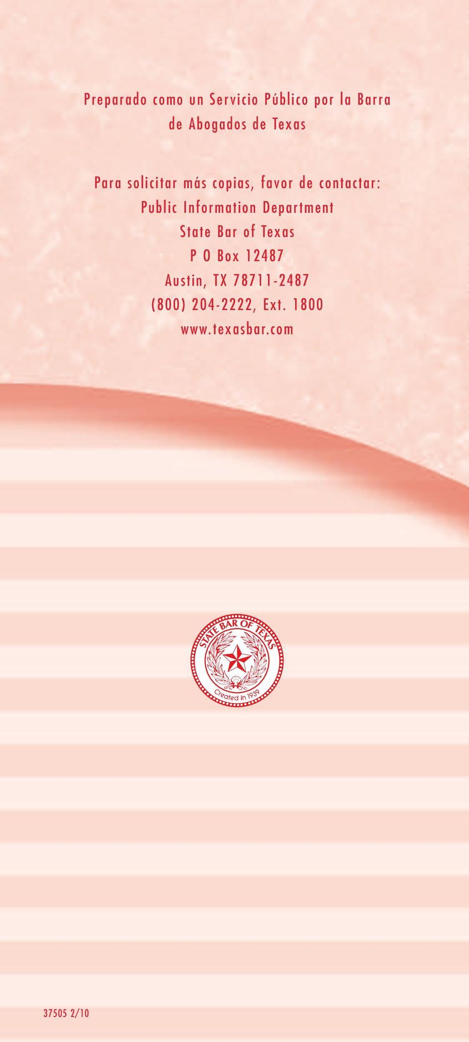 Information Department State Bar of Texas P O Box 12487 Austin,