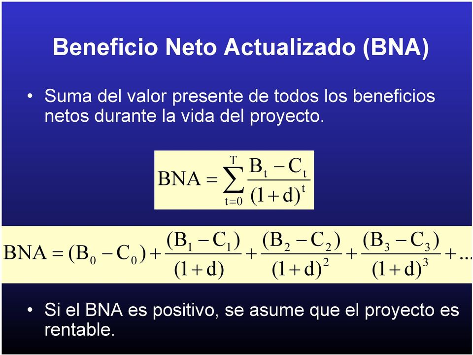 BNA = T t t= 0 (1 + B C d) t t (B1 C1) (B2 C2) (B3 C3) BNA = (B C0) + +