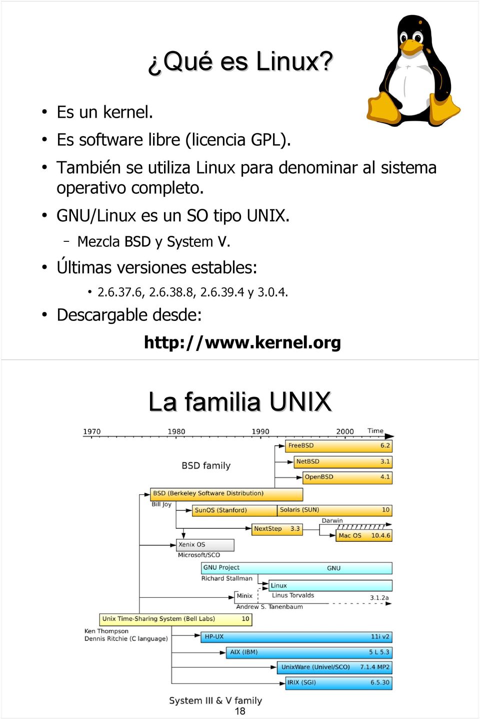 GNU/Linux es un SO tipo UNIX. Mezcla BSD y System V.