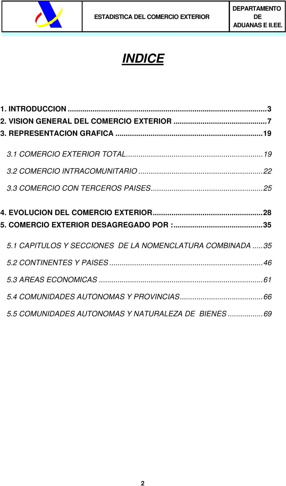 EVOLUCION L COMERCIO EXTERIOR...28 5. COMERCIO EXTERIOR SAGREGADO POR :...35 5.1 CAPITULOS Y SECCIONES LA NOMENCLATURA COMBINADA.