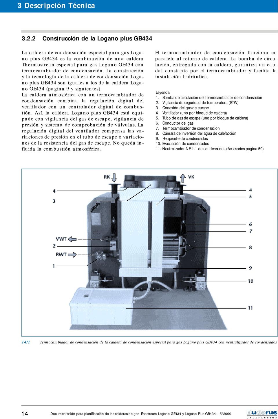de condensación. La construcción y la tecnología de la caldera de condensación Logano plus GB434 son iguales a los de la caldera Logano GE434 (pagina 9 y siguientes).