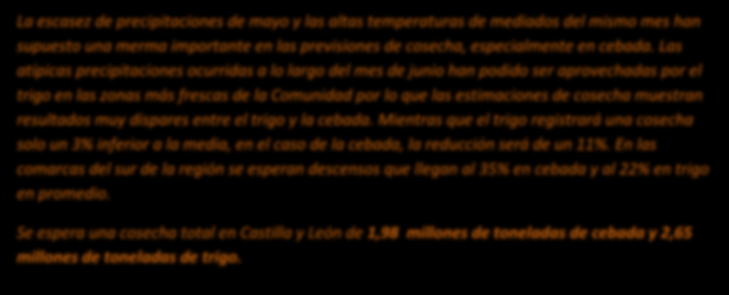 Boletín de predicción de cosecha Castilla y León 23 JUNIO 2015 Nº.