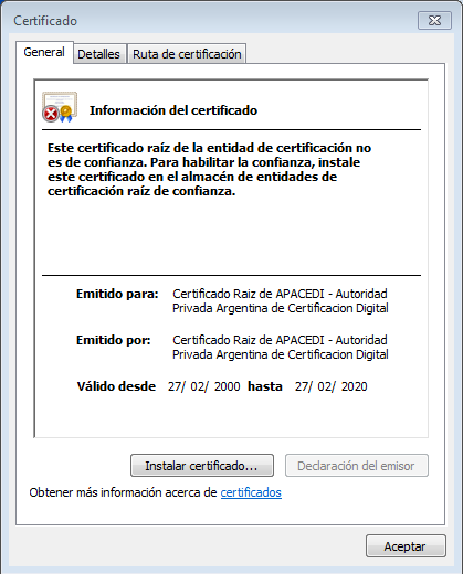 Certificado RAIZ de la Autoridad de Certificación Aquí debe