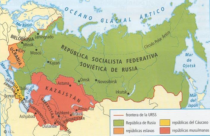 La Unión de Repúblicas Socialistas Soviéticas (1922-1991) 22.402.200 km 2 (43 veces más grande que España). 10.