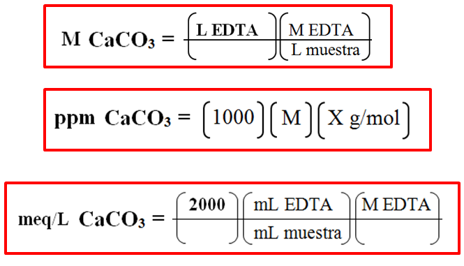DUREZA TOTAL Numero de Equivalentes (eq) o mili-equivalentes (meq). Otra forma de expresar la dureza es el número equivalente de miligramos de carbonato de calcio (CaCO 3 ) por litro.
