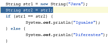 Operador == en Cadenas Las cadenas en java son objetos, no tipos