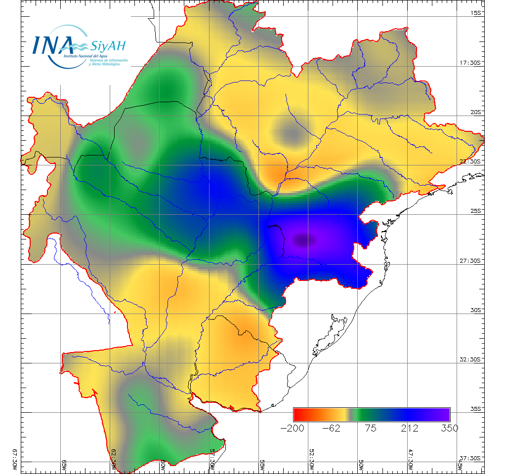 Se destaca ocurrencia de precipitaciones normales a por encima de lo normal en Misiones, centro-norte de Paraguay y cuencas del Iguazú, Paranapanema, alta del Uruguay y cuenca no regulada del Paraná,