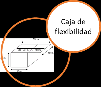 En el caso de la caja de flexibilidad, podrá utilizarse un peldaño, banco o escalón que cuente con las medidas establecidas, o en su defecto, lo más