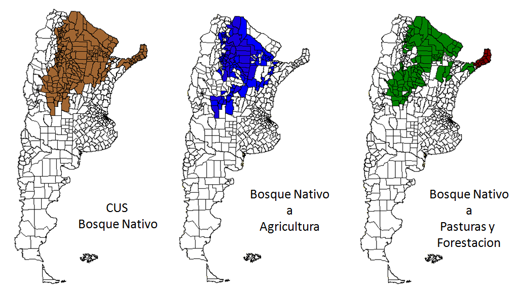Figura 112: Departamentos que registraron CUS por deforestación de bosque nativo (2002-2010).