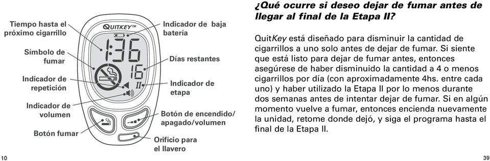 QuitKey está diseñado para disminuir la cantidad de cigarrillos a uno solo antes de dejar de fumar.