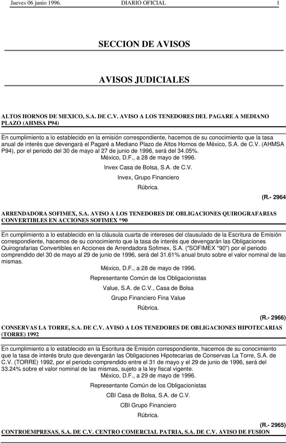 SOS JUDICIALES ALTOS HORNOS DE MEXICO, S.A. DE C.V.