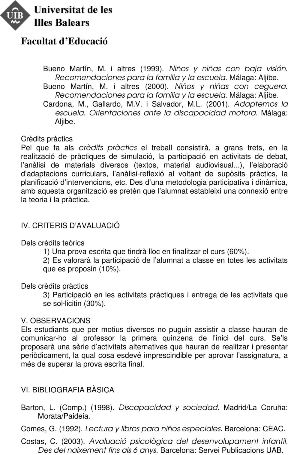 Cardona, M., Gallardo, M.V. i Salvador, M.L. (2001). Adaptemos la escuela. Orientaciones ante la discapacidad motora. Málaga: Aljibe.