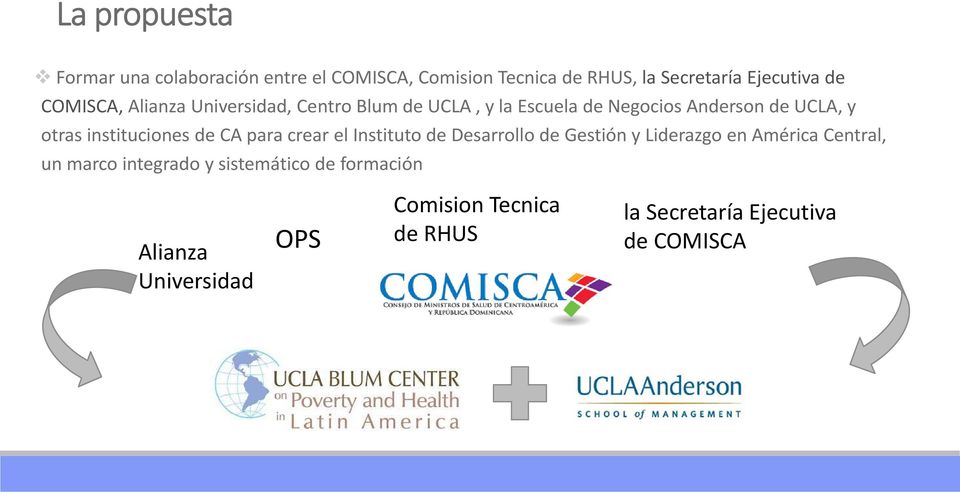 instituciones de CA para crear el Instituto de Desarrollo de Gestión y Liderazgo en América Central, un marco