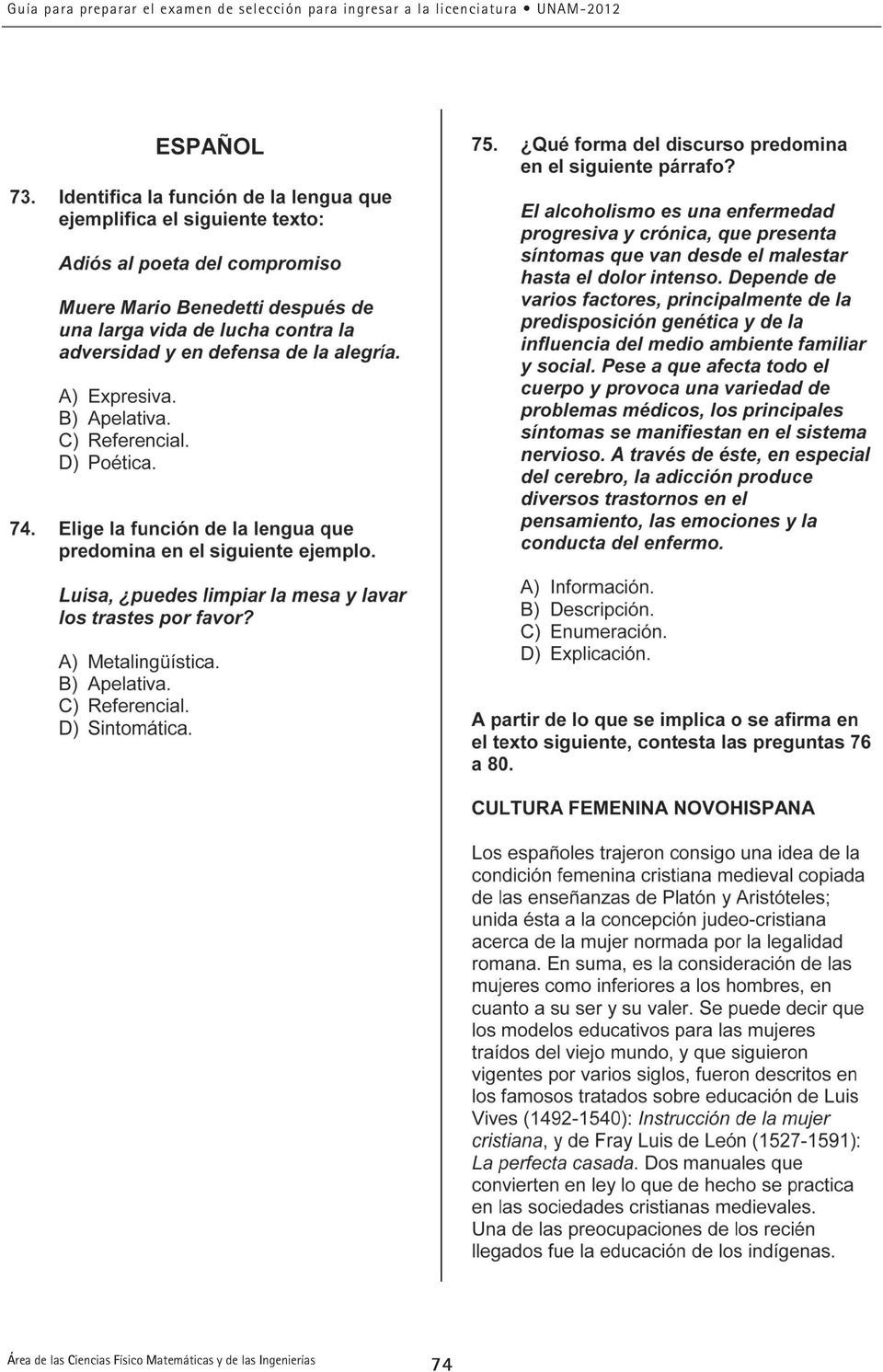 licenciatura UNAM-2012 Área de las
