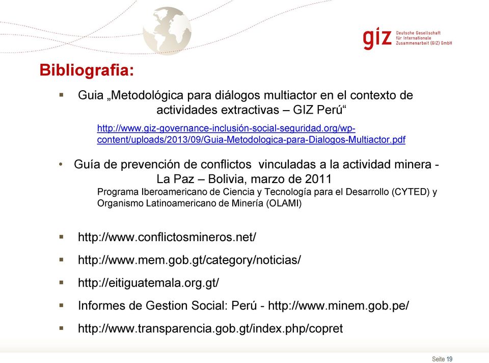 pdf Guía de prevención de conflictos vinculadas a la actividad minera - La Paz Bolivia, marzo de 2011 Programa Iberoamericano de Ciencia y Tecnología para el Desarrollo