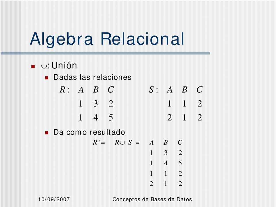 resultado Algebra Relacional 5 4 : :