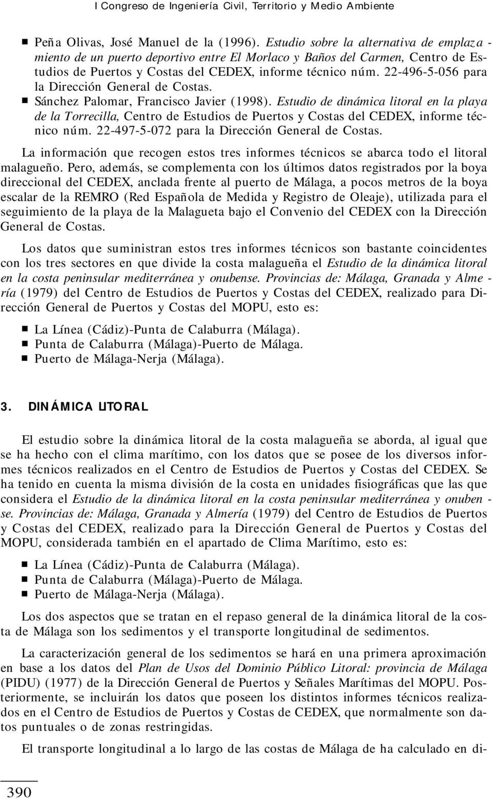 22-496-5-056 para la Dirección General de Costas. Sánchez Palomar, Francisco Javier (1998).